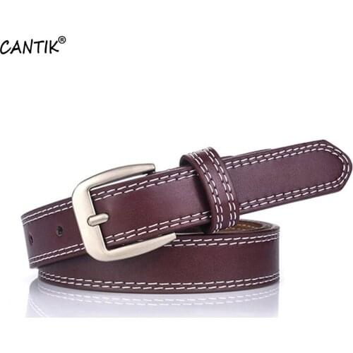 CANTIK Ladies Fashion Alloy Pin Buckles Metal Candy Sweet Accessories for Women Real Genuine Leather Belts 2.3cm Width FCA069