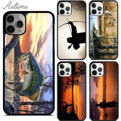 Hunting Fishing Sunset Phone Case for iPhone 11 12 Pro Max mini X XR XS SE 2020 5 6S 7 8 Plus Samsung Galaxy S9 S10 Cover shell