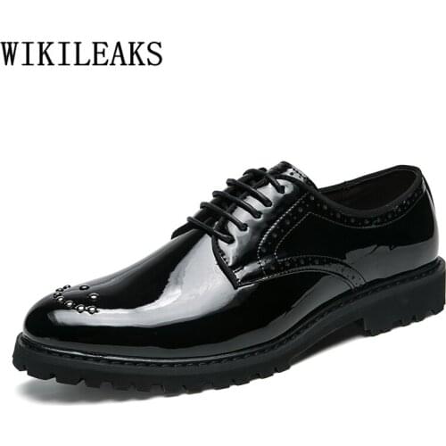 Coiffeur Oxford Shoes For Men Formal Shoes Men Elegant Italian Brand Dress Shoes Men Oxford Patent Leather Sapato Masculino Bona