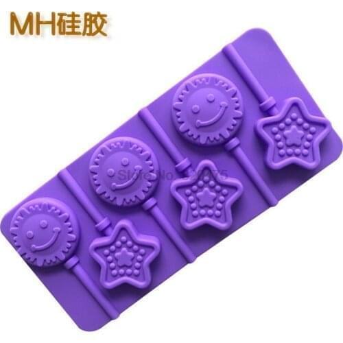 By dhl 200pcs practical Flower Star Silicone Lollipop Mold Chocolate Candy Cake Decorating Tools