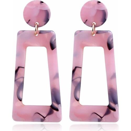 Europe and the United States New Acetic Acid Plate Earrings Fashion Exaggerated Jewelry Geometric Strip Square Multi-Color Cross