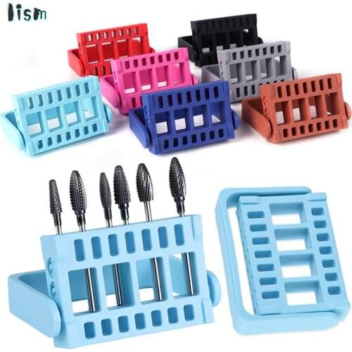 16 Holes Nail Art Drill Bits Empty Storage Box Holder Bit Display Container Shelf Acrylic For Storing Bits Manicure Accessories