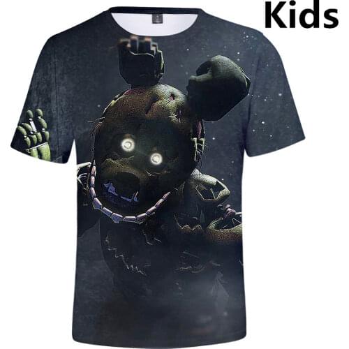 3 To 13 Years Five Nights At FNAF Clothing Children Kids Boys Girls Short Sleeve tshirt T Shirt Outerwear Child T-shirt