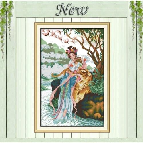 The fairy and tiger picture beauty animal paintings counted on fabric DMC 11CT 14CT Cross Stitch kits,needlework Sets embroidery