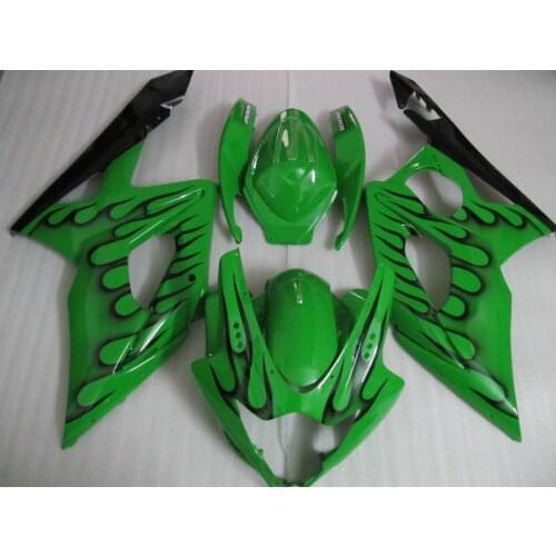 Injection mold Fairing Kit for SUZUKI GSXR1000 K5 05 06 GSXR 1000 2005 2006 ABS Black flames green Fairings set+7gifts KY24