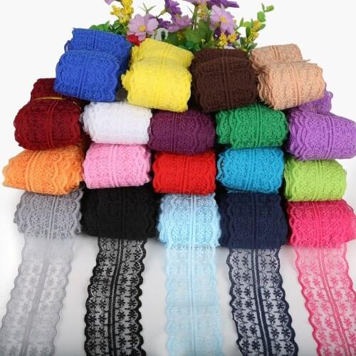 5yards/lot 19 Colors Lace Ribbon Tape 45MM Lace Trim Fabric DIY Embroidered Net White Lace Trim Cord For Sewing Decoration
