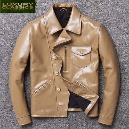 Jacket 100% Real Leather Men Autumn Winter Clothes 2021 Streetwear Fit Genuine Cow Leather Coat Mens Leather Jacket 1810