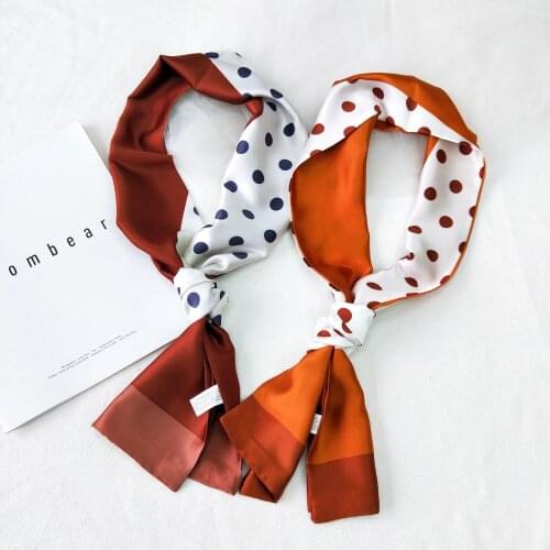 HOT Mid Length Silk Long Scarf For Women Spring Autumn Printing Korean Joker Scarfs Womens Neckchiefs Hair Bags Ribbons Belt