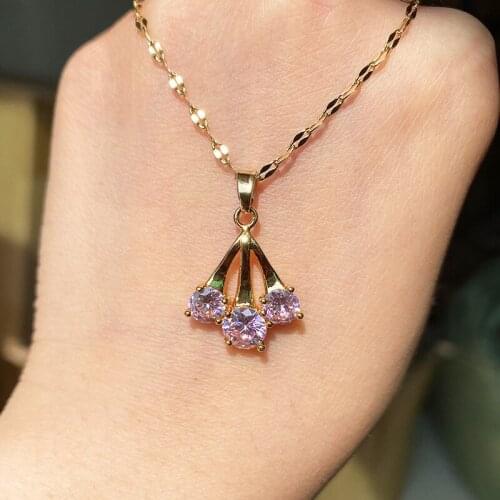 Fashion Jewelry titanium steel necklace, Rose gold triangle fringe titanium steel necklace, Ladys collarbone necklace