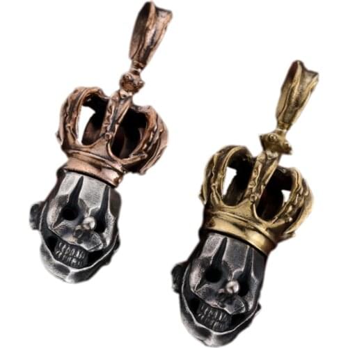 New real S925 pure silver man pendant antique style Thai silver clown crown skull silver pendant for man