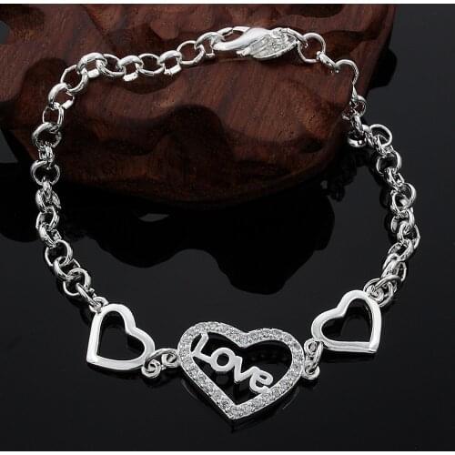 New wholesale charm fashion women High quality silver color classic simple bracelet jewelry sweet style free shipping