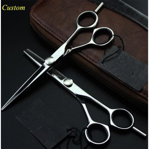 Custom name japan 440c 5.5 / 6 inch hair cutting scissors barber makas thinning shears haircut scissor hairdressing scissors set