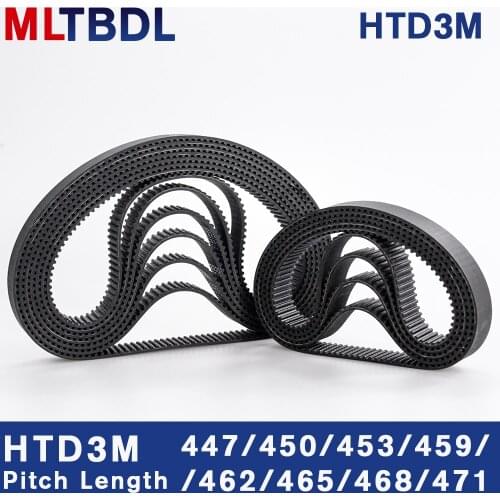 HTD 3M Timing Belt 447/450/453/459/462/465/468/471mm 6/9/10/15mm Width RubbeToothed Belt Closed Loop Synchronous Belt pitch 3mm