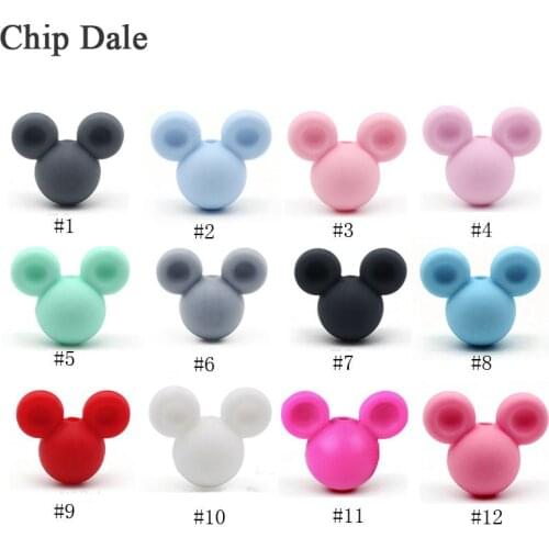 Chip Dale 10pcs/lot Mickey Silicone Beads Baby Teething Chew Beads BPA Free Teether Toy DIY Necklace Nursing Accessories