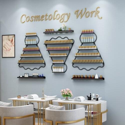 Nordic Metal Nail Polish Shelves Badminton Nail Polish Display Stand Iron Shelf For Cosmetics On The Wall Shelf Organizer