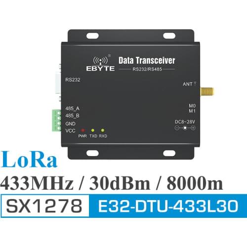 SX1278 433Mhz Lora Wireless Data Transmitter Transceiver RS232 RS485 30dBm 8Km 0.3k~19.2kbps E32-DTU(433L30) Wireless Modem