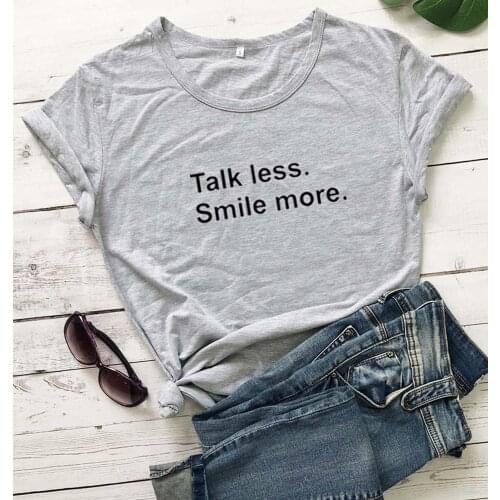 Talk less smile more grunge tumblr unisex women fashion pure cotton casual young hipster tees vintage party street style tops