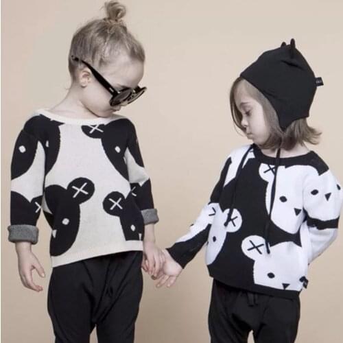 Spring Autumn Winter Warm Baby Girls Boys Knitted Sweaters 1-5Yrs Toddler Cotton Pullovers Cartoon Bear Panda Children Top Coat