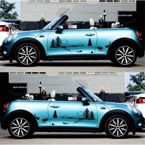 For 2 Pieces Car Window Vinyl Decal Poster Hunt Forest Reindeer Decal Hunting Club Buck Sticker Hollow Sticker Hunter