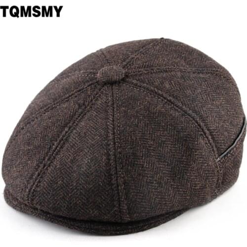 High quality winter hats for men Thickened octagonal caps Gentleman style Outdoor warm newsboy Cap man gorro planas Berets