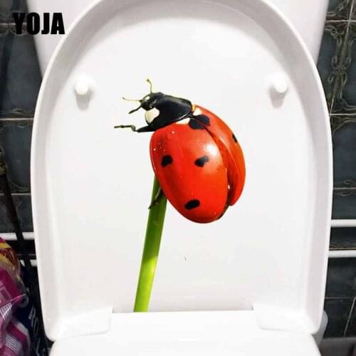 YOJA 12.8X22.8CM Cartoon Toilet Decal Wall Sticker Funny Coccinella Septempunctata BedRoom Home Decoration T5-1092