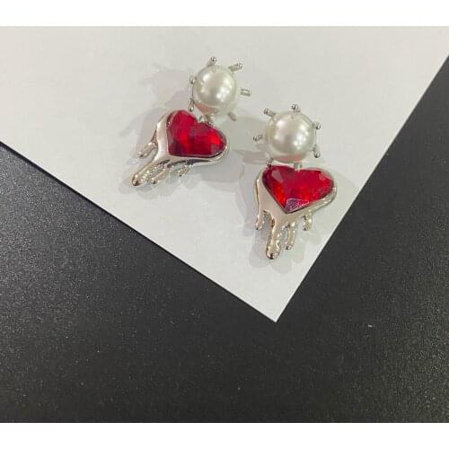Korean style inlaid white chalcedony Ruili womens hot-selling earrings