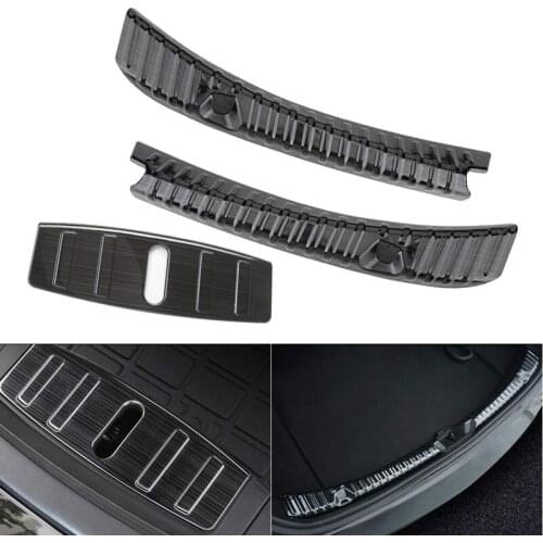 2Pcs Rear Trunk Bumper Frunk Bumper Protector Guard Stainless Steel Black Titanium Alloy for Tesla Model 3