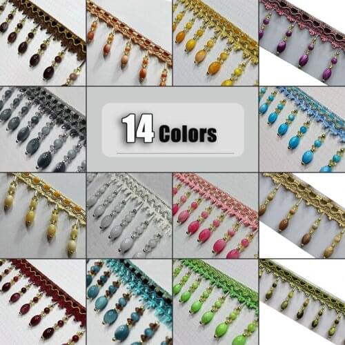 1M Acrylic Beaded Lace Curtain Sewing Tassel Fringe Upholstery Ribbon Trim Fringe Lace