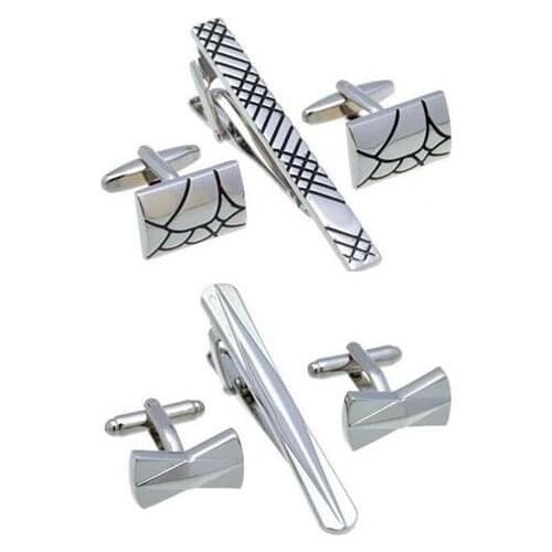5sets/lot Copper Plating Cufflinks Tie Clip Set Vintage Rome Pattern/Bow Shape Cuff Links&Tie Pin Bar Set Men Jewelry Wholesale