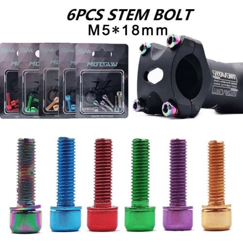 6pcs Stainless Steel Bicycle Screws Bolts M5*18mm For Mountain Bike Handlebar Bicycle Components Parts Bolts Fasteners