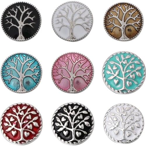 6pcs/lot Hot Sale 18mm Snap Buttons Jewelry Tree of life Snaps for 18mm Snap Bracelet Charm Accessories