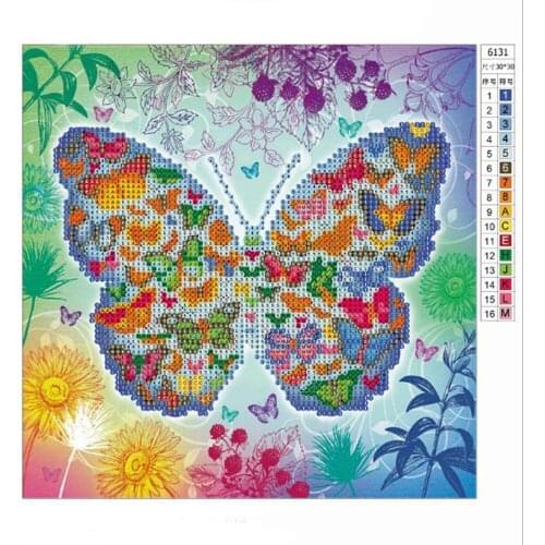5D DIY Diamond Painting Embroidery Butterfly Water Full Round Drill Rhinestones Household Office Decorative Accessaries