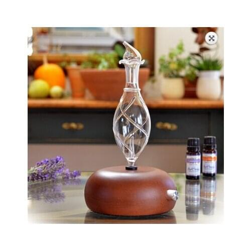 Aroma Diffuser in Wood and Glass fully stocked glass nebulizers refillable scent machine for home & SPA, Essential Oil Diffusers