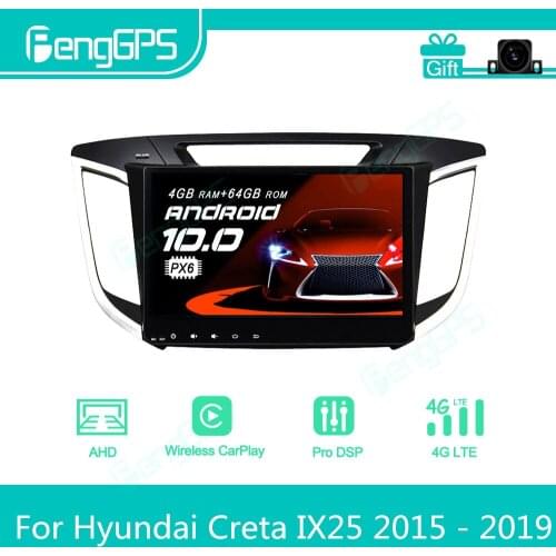 For Hyundai Creta IX25 2015 - 2019 Android Car Radio Stereo Multimedia Player 2 Din Autoradio GPS Navigation PX6 Unit Screen