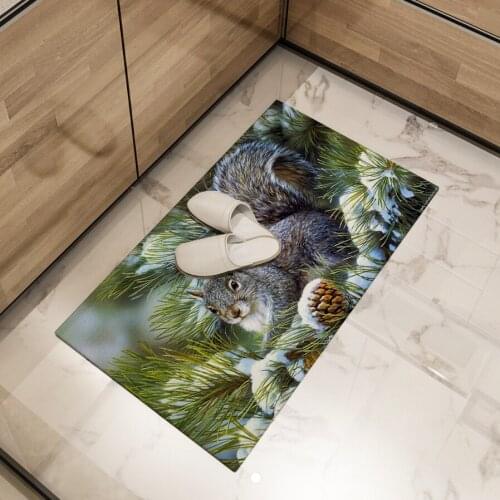 Squirrels Snow Floor Mat Raja Yoga Rugs Large Home Living Room Bedroom Hallway Dormitory Carpet Print Plant Pinecone Decoration