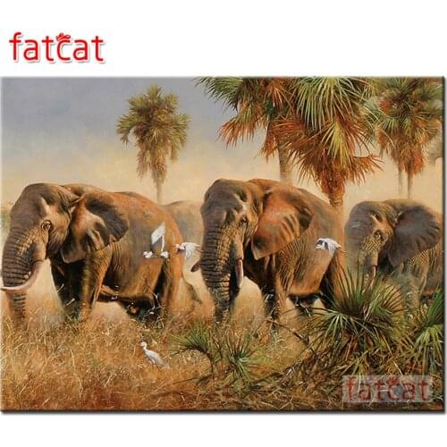 FATCAT African elephant animals 5d diy diamond painting full square round drill diamond embroidery kits home decoration AE2845