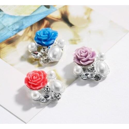 Buttons diamond 26mm Free shipping pearl rhinestone button with resin flower flatback can choose colors 10PCS/LOT(BTN-5706)