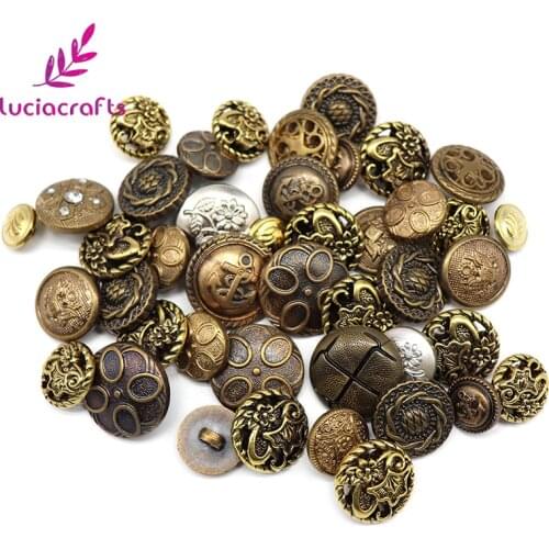 Lucia crafts 50g/lot Retro Carved Buttons Headwear Apparel Sewing Buckle Shank Button DIY For Clothes Accessories E0304