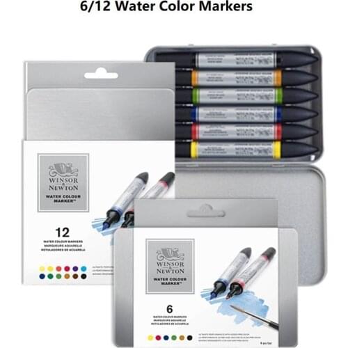 WINSOR&NEWTON Water Color Marker Pen 6/12 Colors Double Tips Art Marker Drawing art supplies