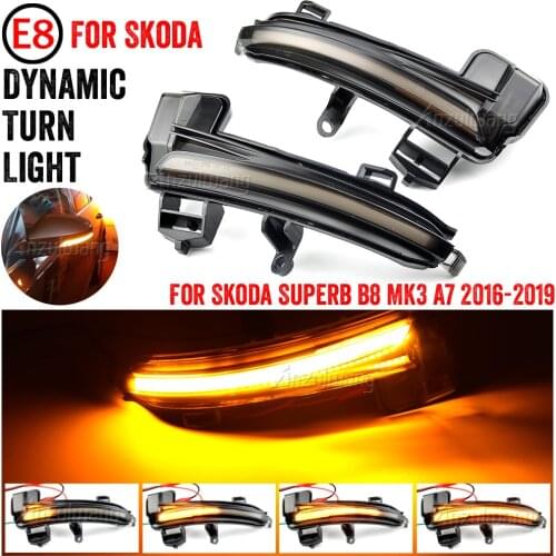 Flowing Water Blinker Flashing Light Bicolor LED Dynamic Turn Signal Light Fit For Skoda Superb A7 B8 MK3 III Typ 3V 2016-2019