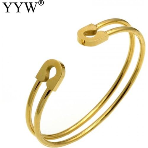 Fashion Stainless Steel Cuff Bangle Women Hollow Soild Color Simple Design Ladies Female Bracelet Noble Ornaments Mujer Bileklik