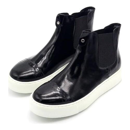 New fashion winter slip on ankle boots men chelsea boots men shoes classics black handmade genuine leather mens boots