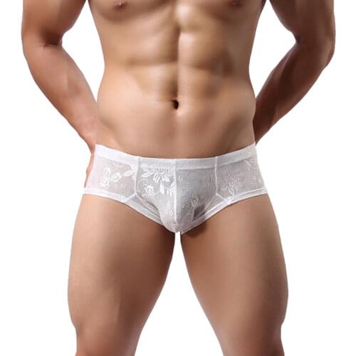 Men Sexy Lace Boxers Underwear Small Boxer Shorts Gay Erotic Underpant Male Low Rise Waist Trunks Shorts Pouch Cueca Lingerie