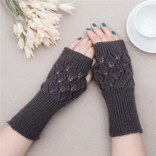 2021 New Knitted Long Fingerless Womens Mittens Glove Arm Warmer Stretchy Mitten Crochet Half Finger Long Gloves Hot Selling