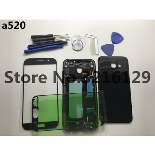 Original Full Housing Case Middle Frame+Rubber Seal Back Cover+Glass Lens Replacement Parts For Samsung A3 A320 A5 A520 A7 2017