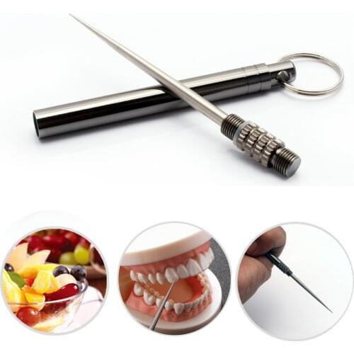 Portable Titanium Toothpick Multifunctional Outdoor Camping Tool Toothpick Tube Floss Pick Fruit Fork Camping Cleaning Tool