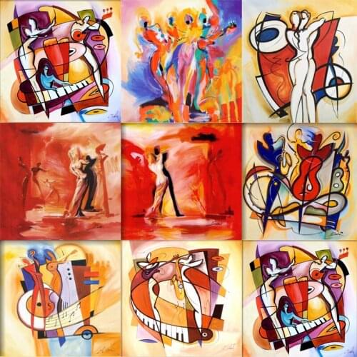 Modern Abstract Wall Art Woman Dancer Oil Canvas Hand Painted Romantic Colorful Artwork Room Decor Red