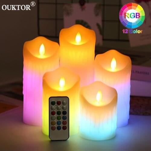 RGB Remote Candles Lights LED Flickering Candles Flameless Tea Light Battery Powered for Home Wedding Christmas Birthday Party