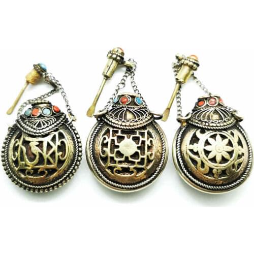 Tibet Handicrafts Metal Copper Snuff Bottles Tibet Fork Arts Collections BYH011