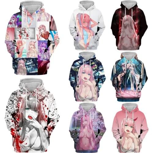 Mamba Top Anime Darling In The Franxx Hoodies 3D Hentai Loli ZERO TWO Mens Hoody Sexy Girl Hooded Senpai Harajuku Men Tees E010